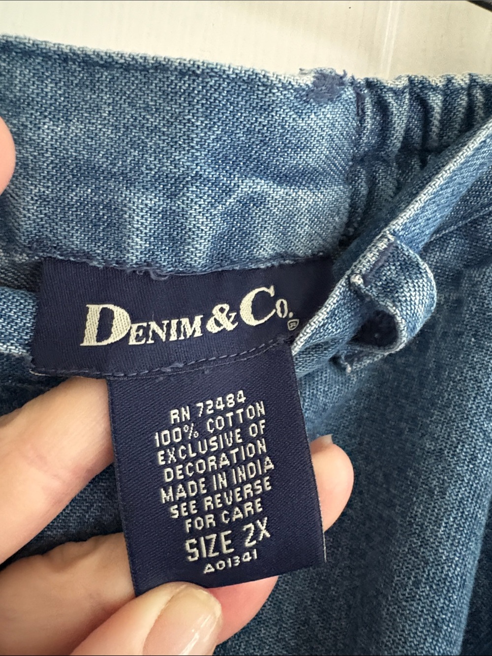 Denim & Co. Vintage Cottagecore Embroidered Blue Denim Maxi Skirt Plus size 2X - Picture 2 of 9
